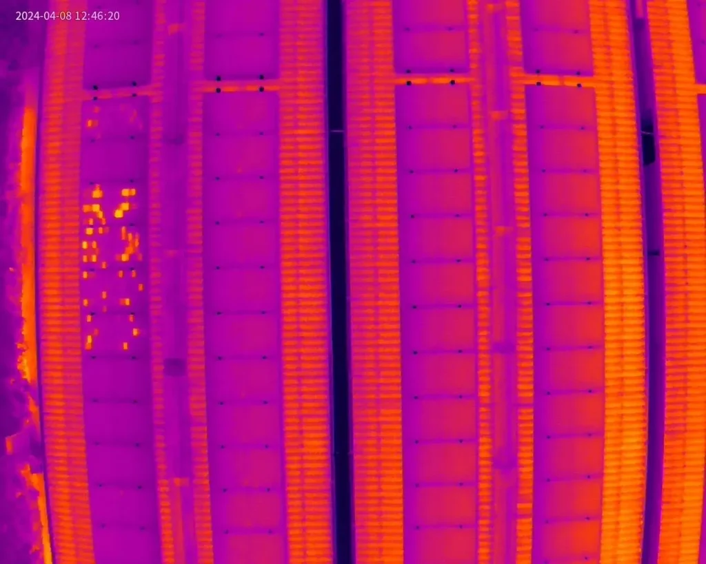 Termalna slika solarnih panela s razlikama temperature